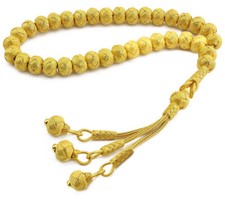 1000 Ct Silver Turkish Kazaz Handmade Islamic Gold Plated Tasbeeh Prayer Beads