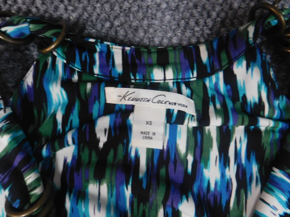 Kenneth Cole 女式连衣裙超小号蓝色套头 A 字弹力 — 第 4/4 张图片