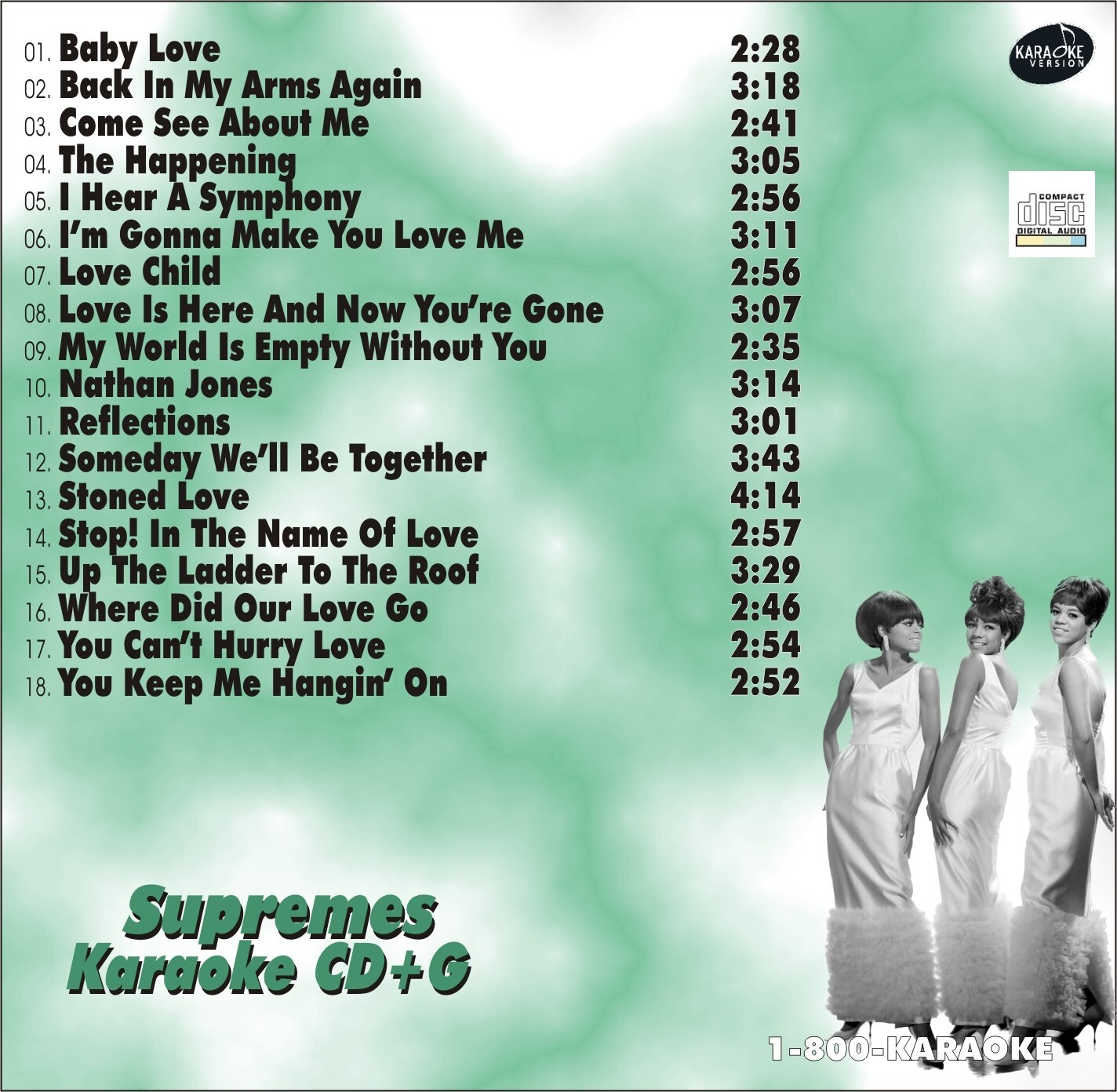 CUSTOM KARAOKE SUPREMES 18 GREAT SONG cdg CD+G HARD-TO-FIND BABY LOVE DIANA ROSS