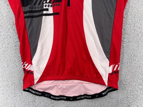 MAKS Cycling Jersey Adult Extra Large Red Black 1/2 Zip Polyester Maks Bike Wear - Picture 8 of 14