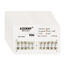 10X AZDENT Dental Orthodontic Metal Bracket Brace Mini Roth Slot.022 Hooks 3-4-5