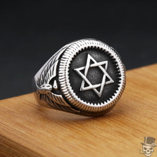 Anello da uomo con sigillo Sculpt Rings™ Star of David - finitura argento antico