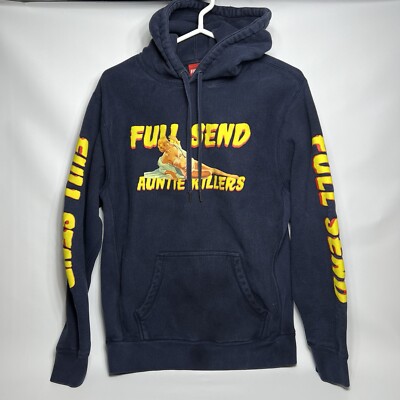 Full Send Nelk Boys Auntie Killers Hoodie Navy Size Small