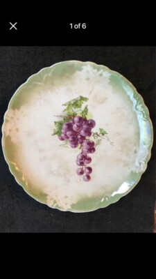 Vintage 12 Inch handpainted plate with grape design