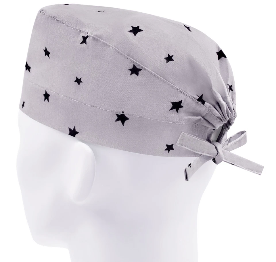 Scrub caps men, surgical cap, scrub hats, nurse hat, gray blue stars or cap - Image 2 of 3