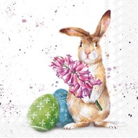 20 Servietten Splash Bunny Hase Tiere Hyazinthe Blume Ostern Garten Deko 33X33Cm