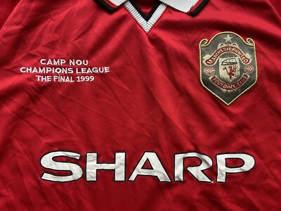 MANCHESTER UNITED 1999 HOME SHIRT JERSEY SCORE DRAW sz L MEN