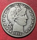 1912D US Barber SILVER Half Dollar "Denver" Mint! "LIBERTY" Shows! FINE! Coin!