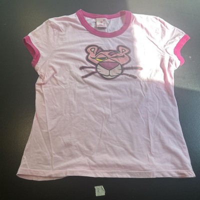 Pink Panther Pink & White Graphic Ringer Tee Women's XL