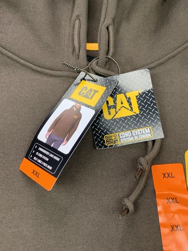 Caterpillar Hoodie CAT Men Pullover Brown Gold Embroidered Logo Size XXL NEW - Picture 6 of 10