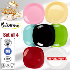 4 Reuseable Plastic Plates Havey Duty Microwavable Kids Dinner Party Tableware