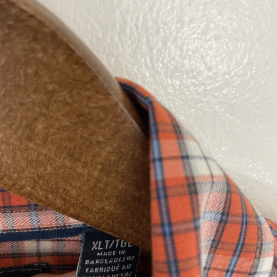Arrow Shirt Mens XLT Tall XL Orange Plaid Long Sleeve Button Down Classic - Image 4 of 4