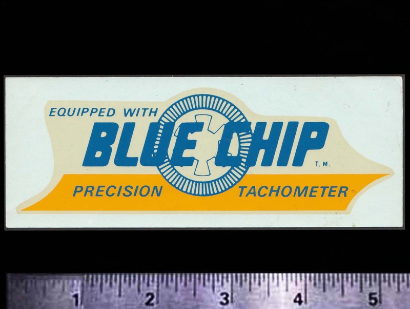 BLUE CHIP Tachometer - Original Vintage 1960’s Racing Water Slide Decal