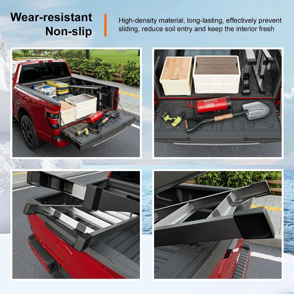 For 2015-2025 Ford F150 5.5FT Truck Bed Rail Caps Truck Bed Mat Tailgate Mat - Image 4 of 4