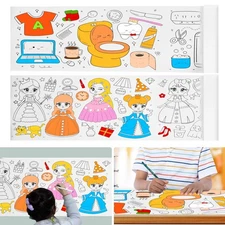 2 Rolls Coloring Paper Rolls, Childrens Drawing Roll, Sticky Drawing Paper R...