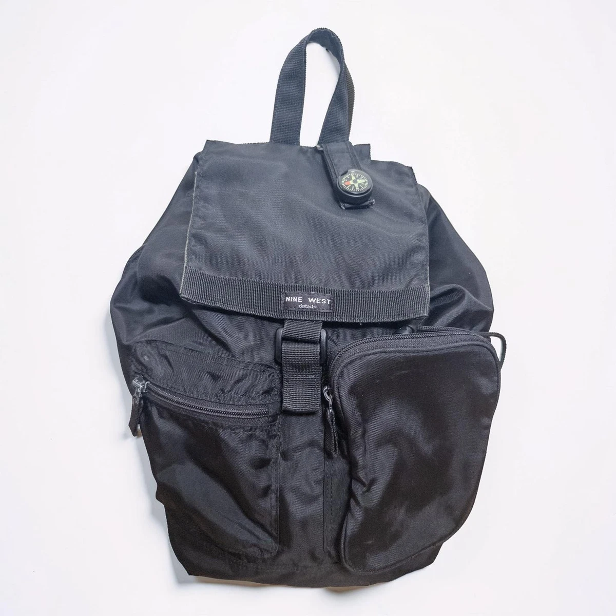 Nine West Black Nylon Multi Compartment Mini Backpack Jaren Flap Backpack - Black | Nine West main image 2