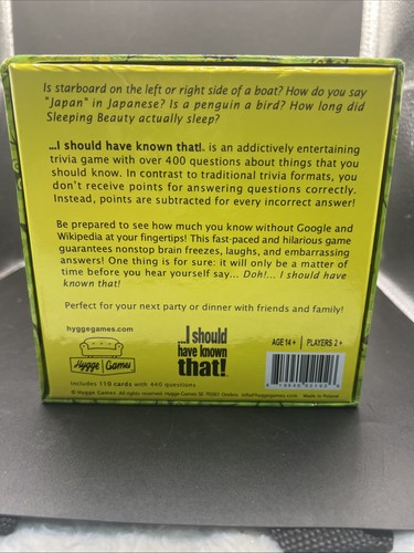 I Should Have Known That! Trivia Card Game. Ages 14 Plus. 2or More Players. - Picture 3 of 3