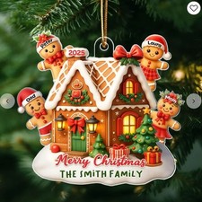 Gingerbread Family - Personalized Acrylic Ornament - Christmas Gift for Family
