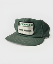 Vtg 1980s GREEN DENIM Louisville Mfg Snap back PATCH TRUCKER HAT K-Brand Auto