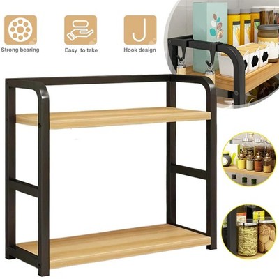 2 Tier Küchen Gewürzregal Holz Standregale Badezimmer Arbeitsplatte Organizer