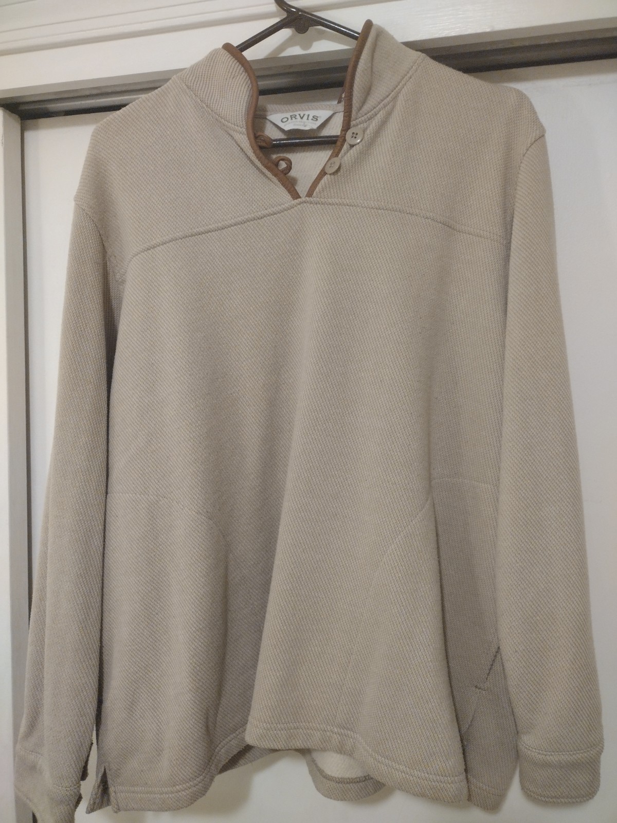 Orvis Herringbone Fleece Button Pullover Mens X L… - image 1