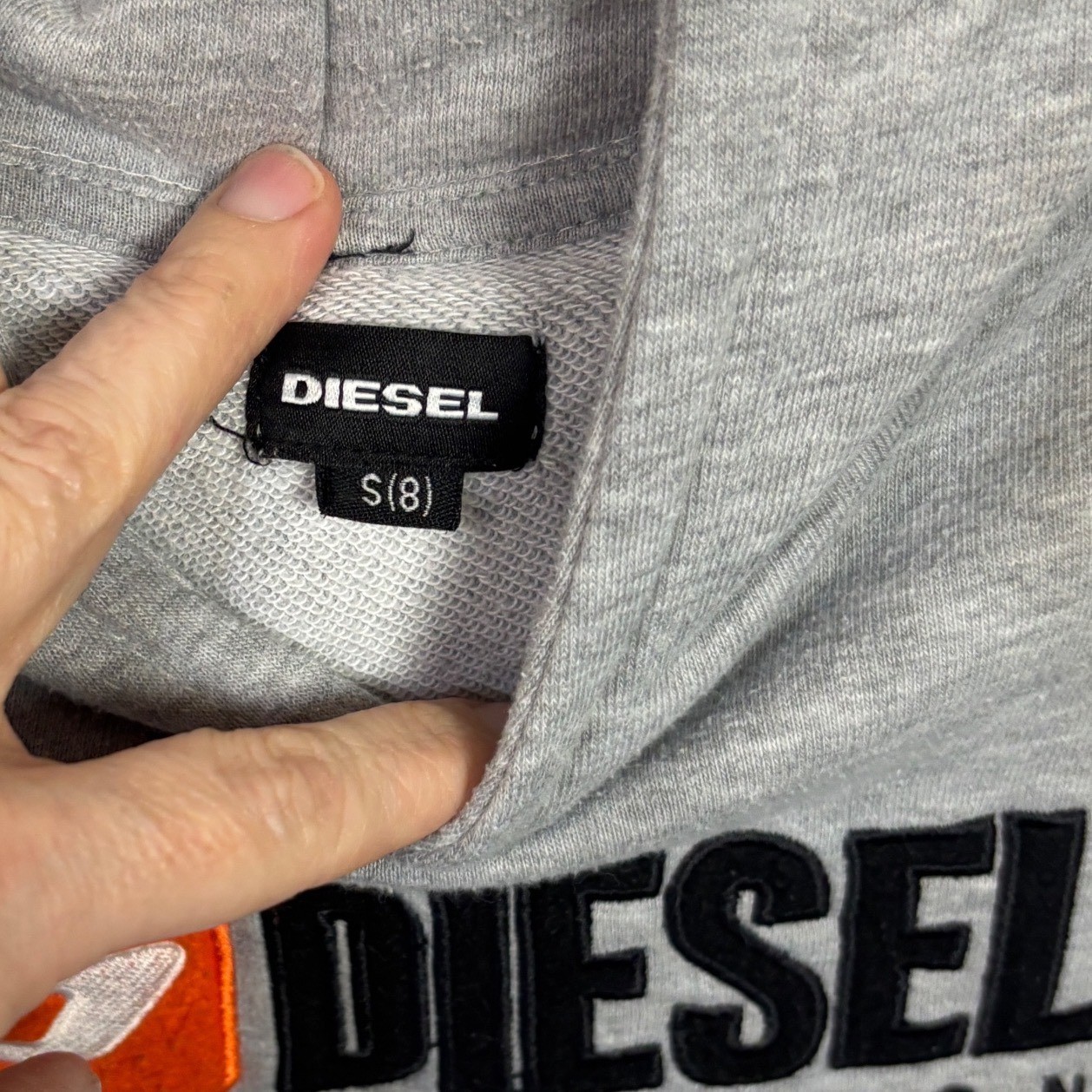 Vtg Y2K Diesel Denim Division Classic Hoodie Retro Rare Hype Gray Kids sz S 8/10 image 4