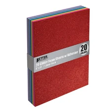 20 Pack Glitter Foam Sheets with Adhesive Backing, 9 x 12 Inch, Assorted 20 Colo