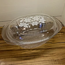 Princess House Fantasia Crystal 3QT Oval Covered Casserole Baking Dish w/ Lid