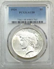 1924 Peace Silver Dollar PCGS AU58 Frosty Bright PQ Just Graded New Holder Z757J
