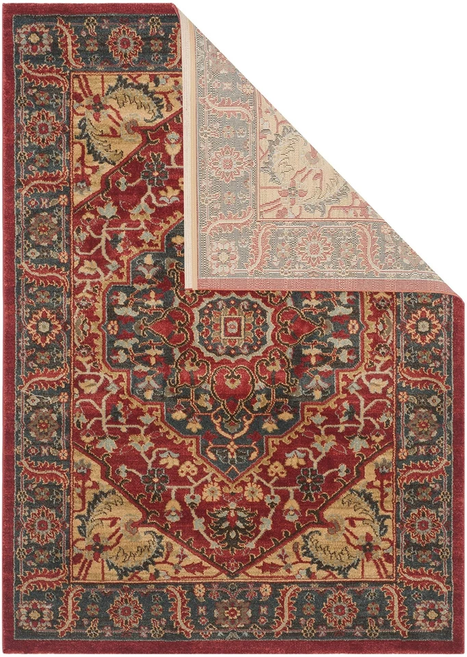 Mahal Collection Accent Rug - 4' x 5'7", Navy & Red, Traditional Oriental Des... - Image 4 of 4