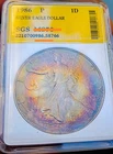 1986  P  BU American Silver Eagle SGS.$1 One Dollar INCREDIBLE Toning # 741