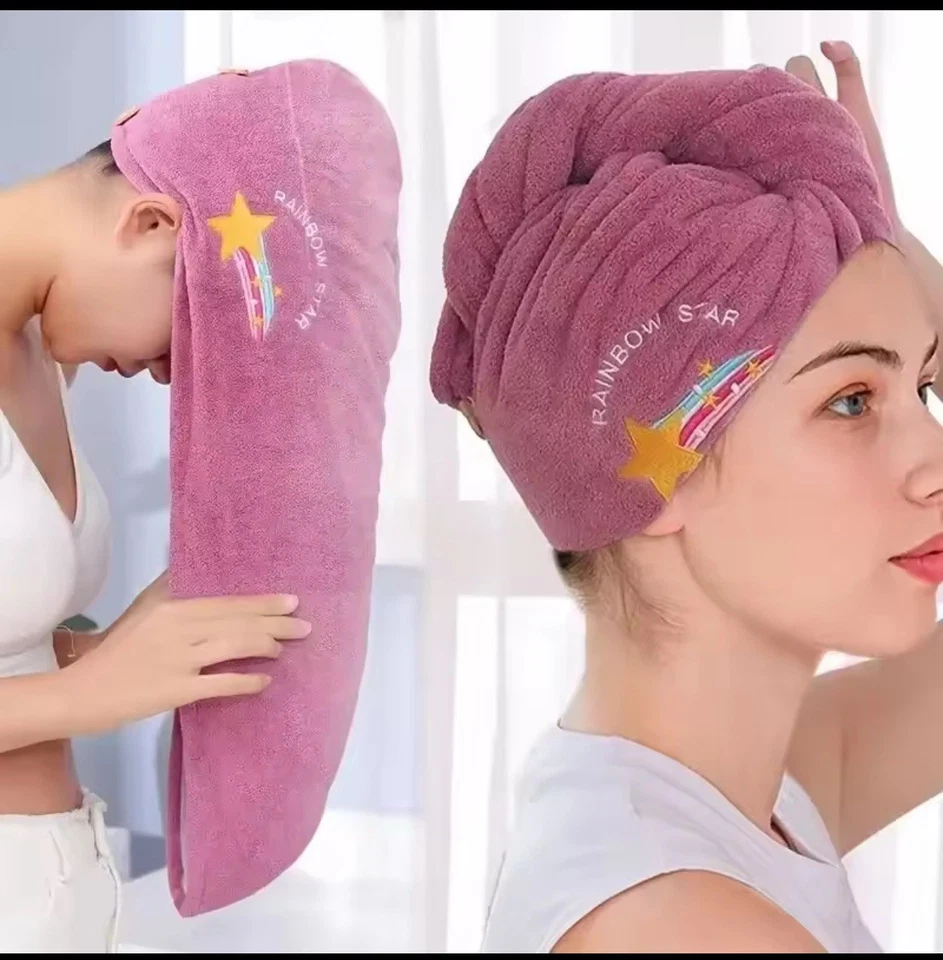 Nueva toalla para el cabello 2025, sombrero para el cabello de secado rápido, toallas para la cabeza para mujeres, linda toalla para el cabello para niñas Foto 2 de 4