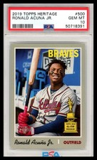 Ronald Acuna Jr. 2019 Topps Heritage #500 All Star Rookie Card PSA 10 Gem Mint. rookie card picture