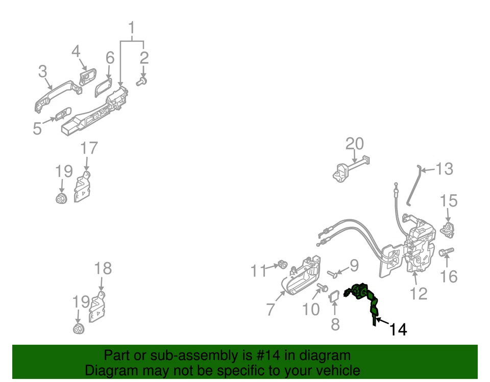 Nissan Murano 2003-2007 genuino - cilindro de bloqueo H0601-CA00A Foto 2 de 2