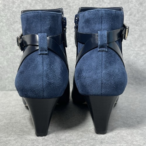 Cole Haan Sylvan Boot Women's 7B Mid Heel Bootie Blue Leather Pointed Signature - Picture 7 of 17