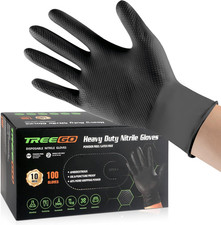 10 Mil Black Nitrile Gloves Heavy Duty   3D Diamond Texture Grip, Latex Free Dis