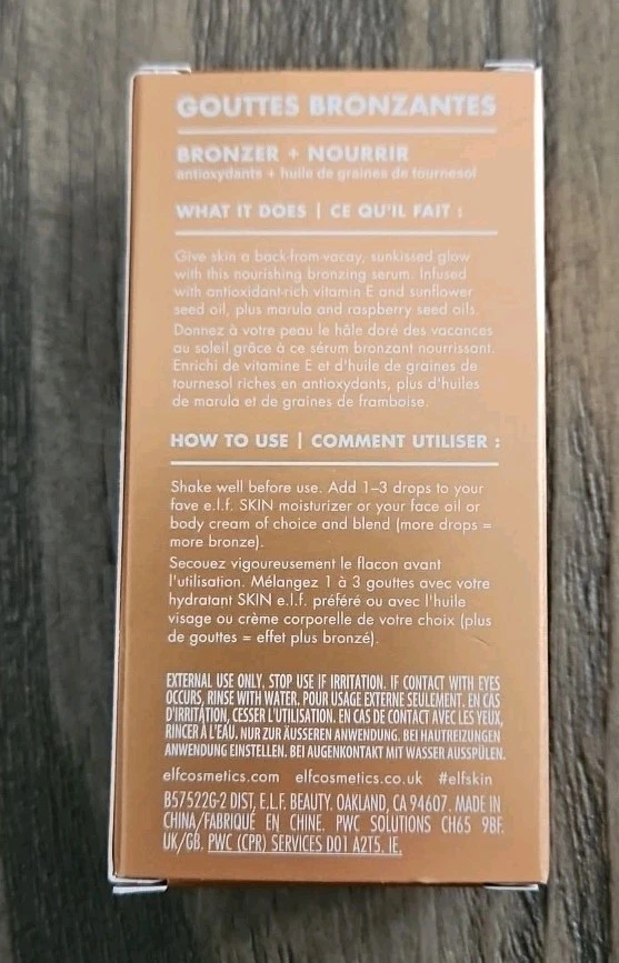 2 ELF Skin Bronzing Drops Bronze & Nourish Copper Gold Bronze 3 ~ 1 fl. Oz E.L.F - Image 3 of 4