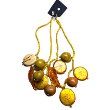 Painted Gourd Necklace Jewelry Orange Slices Leaves  Heart Shapes Fall Colors