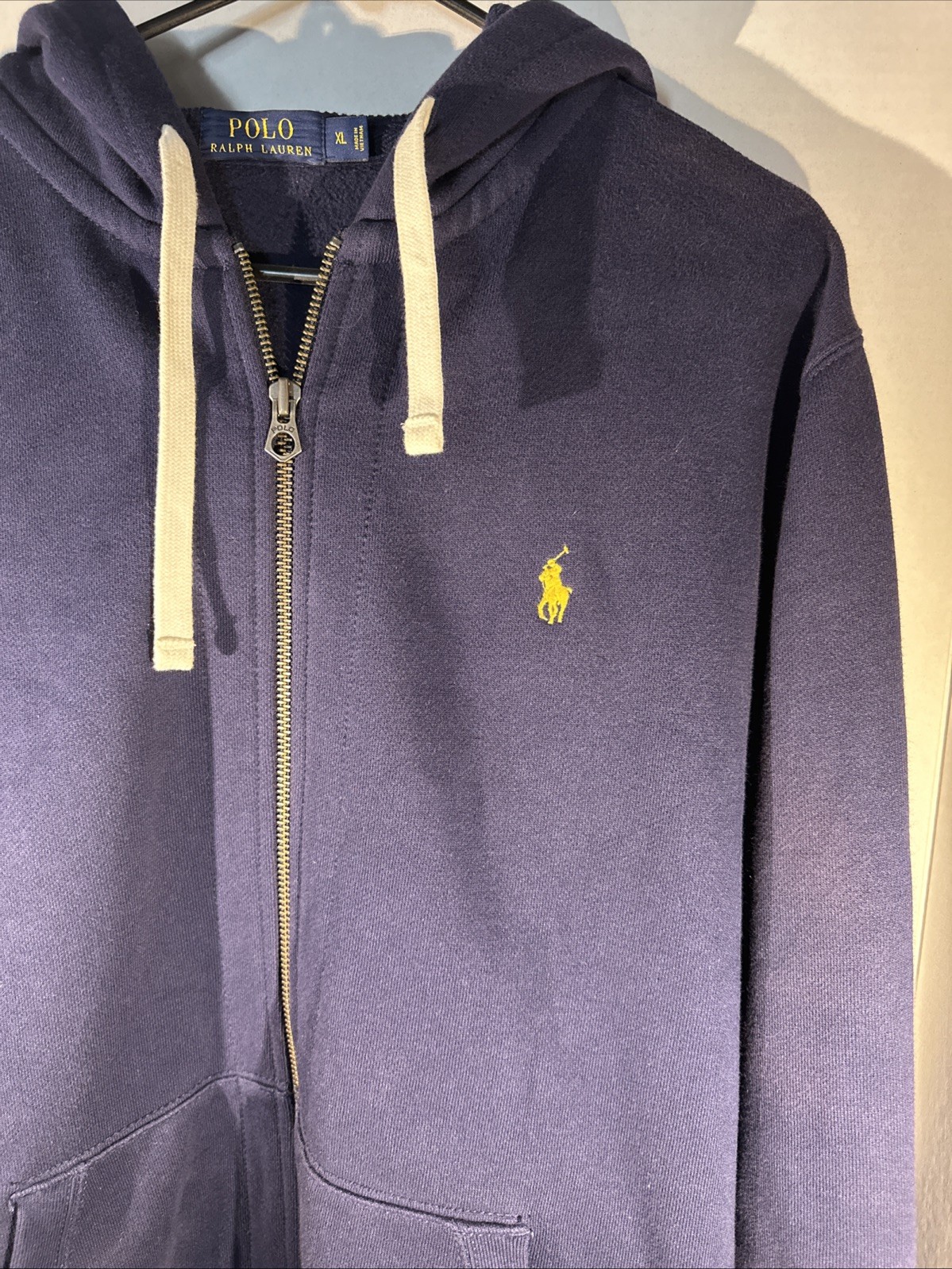 Polo Ralph Lauren felpa con cappuccio uomo extra large blu waffle maglia cappuccio pesante pony