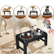 Adjustable Pet Dog Feeder Bowl Elevated Raised Stainless Steel Food Water Stand