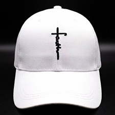 White&Black Faith Cross Embroidered Baseball ...