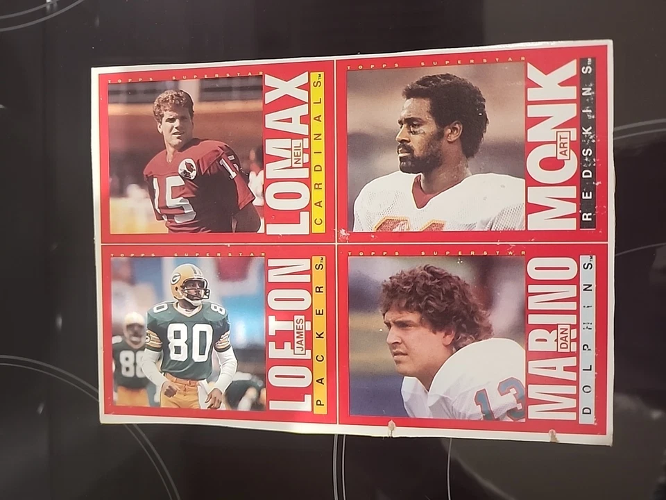 Lote de 4 fundos diferentes 1985 Topps Football caixa sem cortes MARINO PAYTON TAYLOR - Imagem 2 de 4