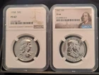 1958-PF67 and 1961-PF68 Franklin NGC Silver Half Dollars (Both)