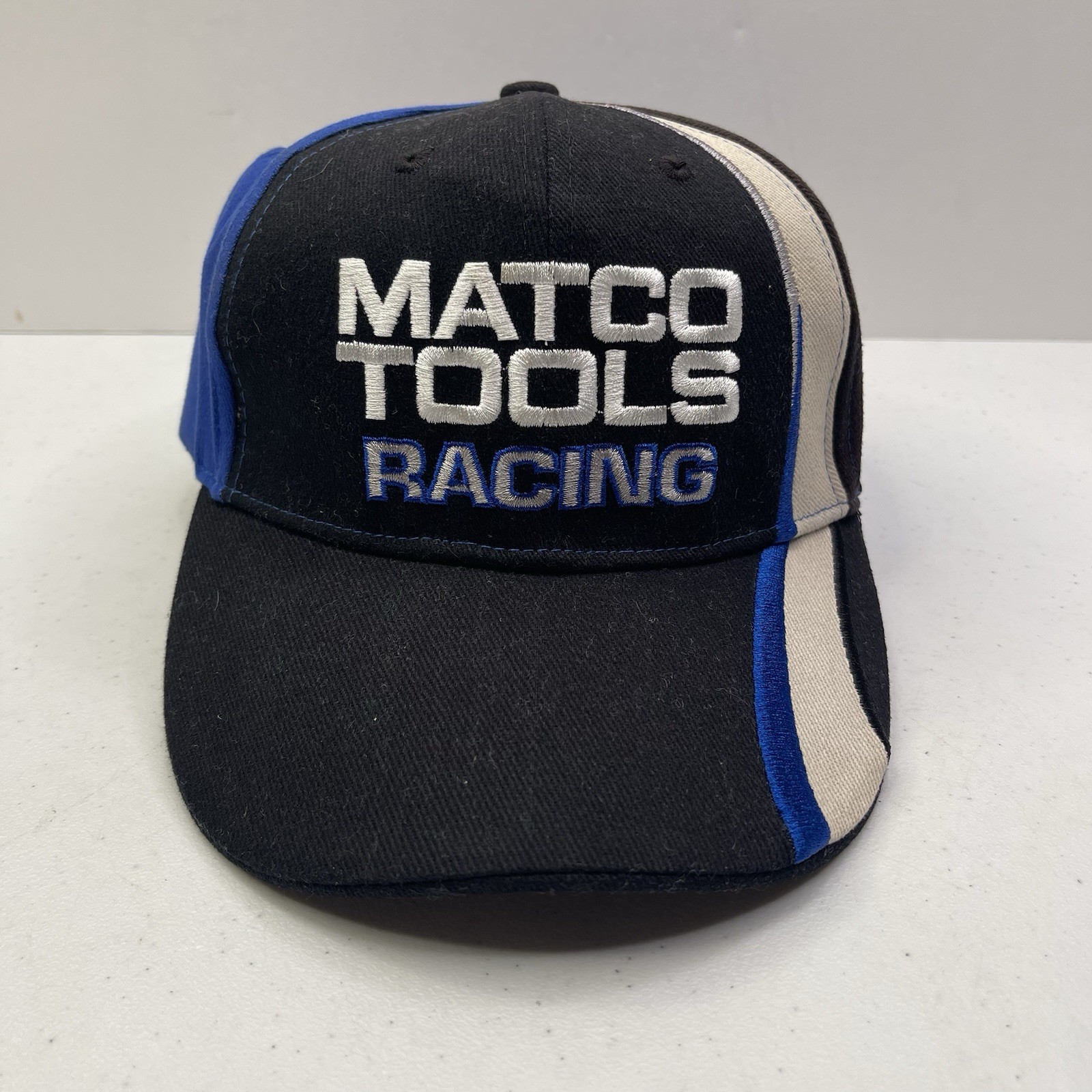 MATCO TOOLS Racing Ball Cap Black/Blue/Grey Embroidered -Hook & Loop Adjustable