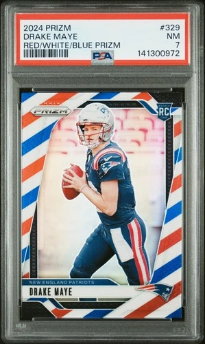 2024 PANINI PRIZM RED/WHITE/BLUE PRIZM #329 DRAKE MAYE ROOKIE RC PSA 7