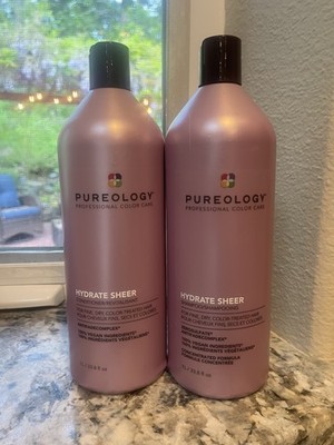 New, Sealed Pureology Hydrate Sheer 33.8 Oz. Shampoo & 33.8 Oz Conditioner Duo