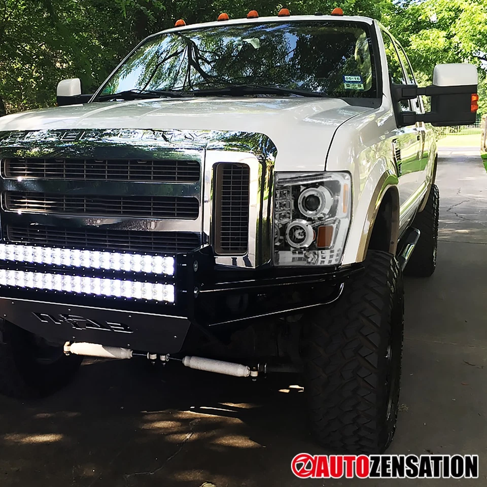 Fit 2008-2010 Ford F250 F350 F450 LED Halo Projector Headlights Lamps Left+Right Foto 3 de 4