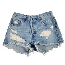 Levis 501 Original Distressed Denim Shorts Light Wash W28 56327-0012 High Rise