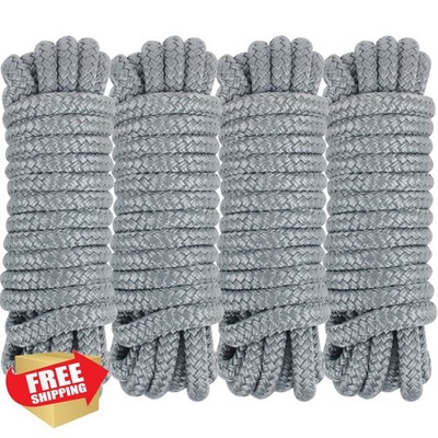 XiangGuanQianYing 3/8'' x 20' Grey Dock Lines 4 Pk