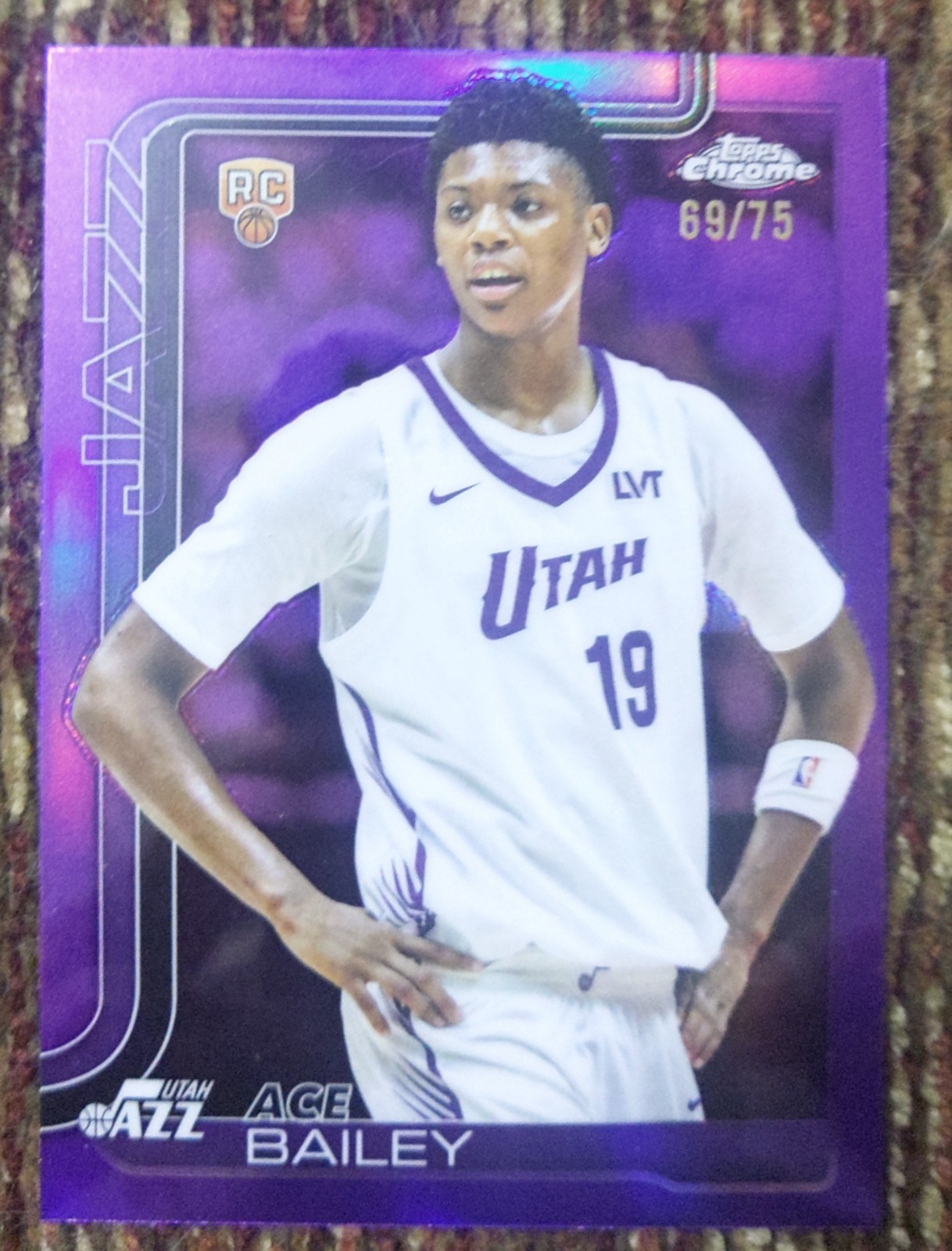 2025-26 Topps Chrome Ace Bailey #255 RC Purple Refractor 69/75